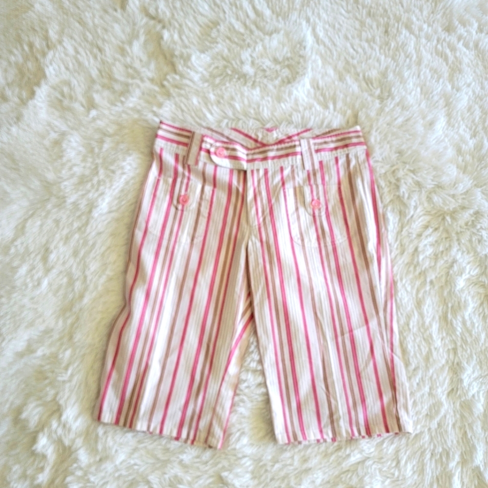 Striped Pink and White Women's Bermuda Shorts